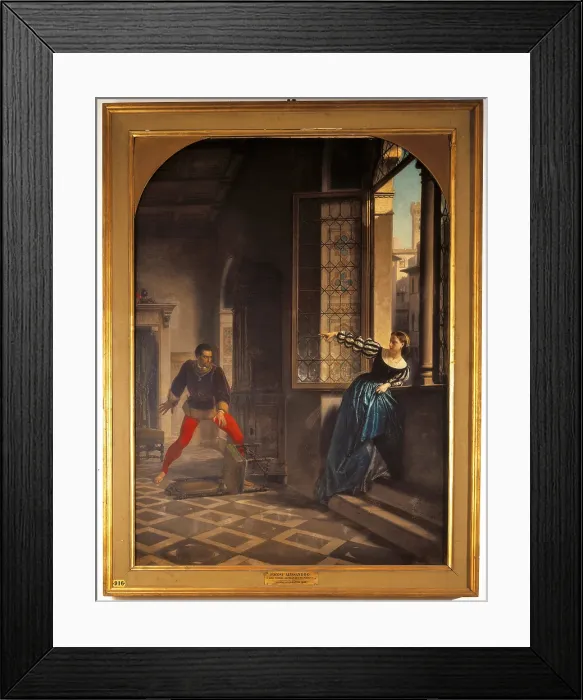 Framed Print : Alessandro de Medici and Luisa Strozzi, by Alessandro Focosi, 1862, 19th Century, oil on canvas - Italy, Lombardy, Milan, Brera Collection