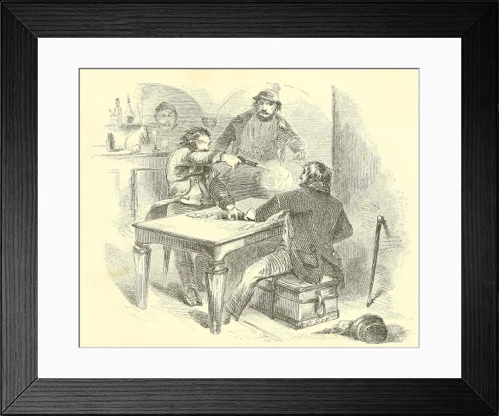 Framed Print : Violence at the saloon card table in the Wild West. Illustration from LIFE ON THE PLAINS. ADVENTURES OF AN OVERLAND JOURNEY TO CALIFORNIA. 1857 Framed Print : Violence at the saloon card table in the Wild West. Illustration from LIFE ON THE PLAINS. ADVENTURES OF AN OVERLAND JOURNEY TO CALIFORNIA. 1857