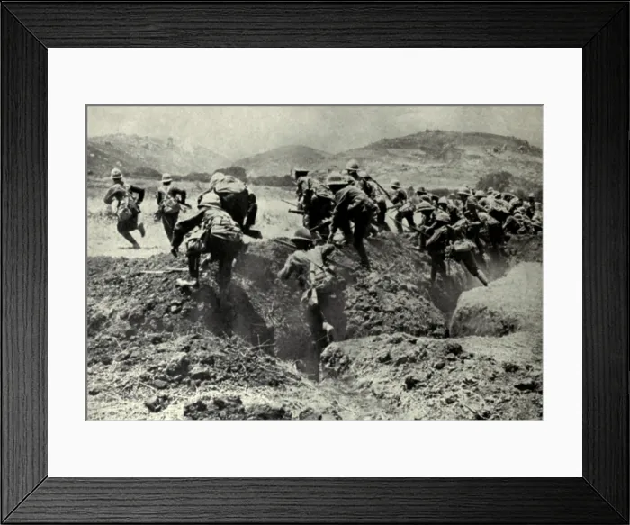 Framed Print : World War 1. A British assault on a Turkish position