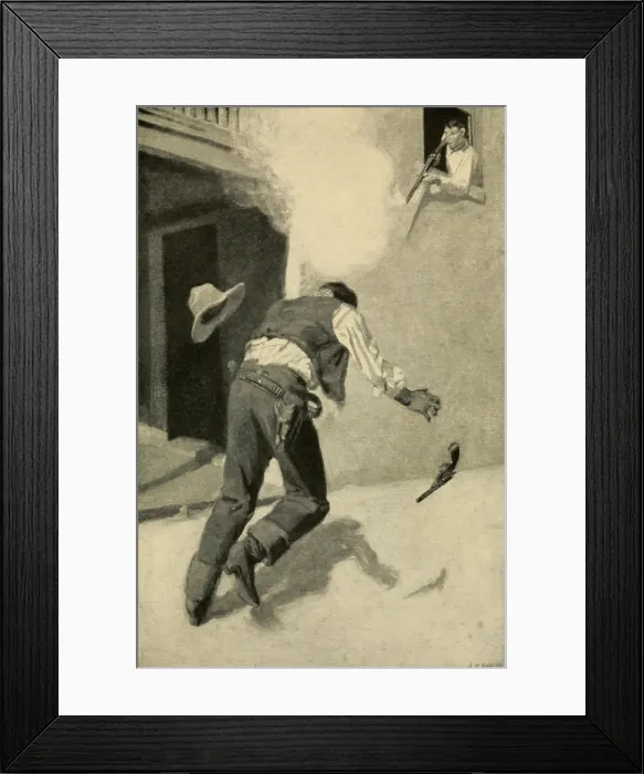 Framed Print : Billy the Kid killing Robert Ollinger, one of two deputies guarding him after he was condemned to death for the murder of Andrew Buckshot Roberts. April 28, 1881