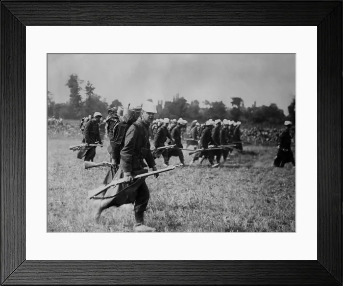 Framed Print : World War 1. Serbian troops in the field. Serbian forces resisted Austria's 1914 invasion, then retreated to rest and resupply