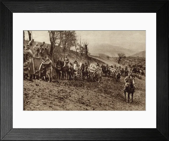 Framed Print : World War 1. The reorganized Serbian Army in the valleys on the Macedonian Front