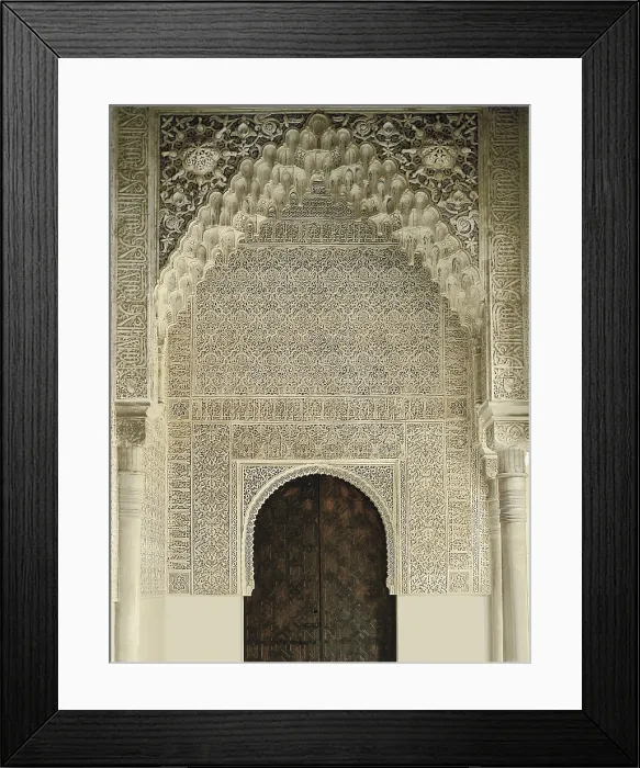 Framed Print : Alhambra. SPAIN. Granada. Alhambra. Patio de los Leones (Court of the Lions). Detail of a porch. Hispano-Moresque art. Nasrid dynasty. Architecture. - P