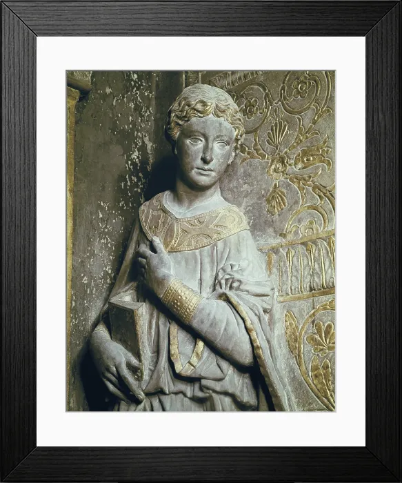 Framed Print : DONATELLO, Donato de Betto Bardi, called (1386-1466). Annunciation. ca. 1435. ITALY. Florence. Church of Santa Croce. Pietra serena. Detail of the Virgin. Renaissance art Framed Print : DONATELLO, Donato de Betto Bardi, called (1386-1466). Annunciation. ca. 1435. ITALY. Florence. Church of Santa Croce. Pietra serena. Detail of the Virgin. Renaissance art
