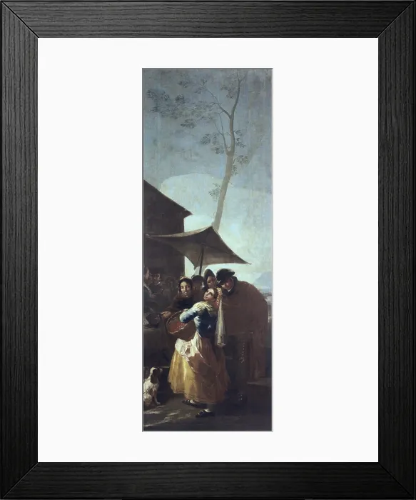 Framed Print : GOYA Y LUCIENTES, Francisco de (1746-1828). La acerolera. 1779. Painted for the Princes Bedroom at El Pardo. Alaso so-called 'El paseo' (The Walk). Oil on canvas