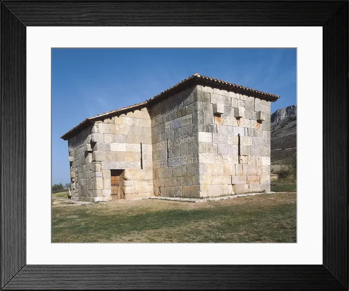 Framed Print : Church of Saint Mary. 7th c. SPAIN. Mambrillas de Lara. Quintanilla de las Vinas. Church of Santa Maria. Western faade. Visigothic art. Architecture. - J