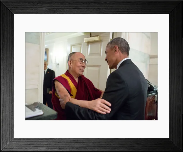 Framed Print : President Barack Obama greets His Holiness, the Dalai Lama, at the White House, June 15, 2016