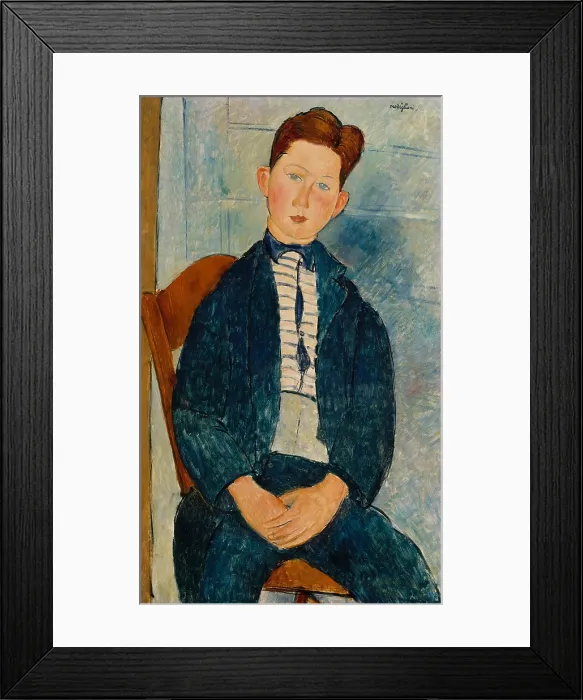 Framed Print : BOY IN A STRIPED SWEATER, by Amedeo Modigliani, 1918, Italian modernist painting, oil on canvas