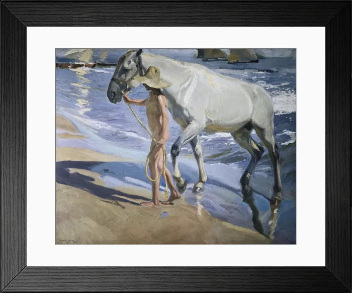 Framed Print : SOROLLA, Joaquin (1863-1923). White Horse. 1909. Post-Impressionism. Oil on canvas. SPAIN. Madrid. Sorolla Museum