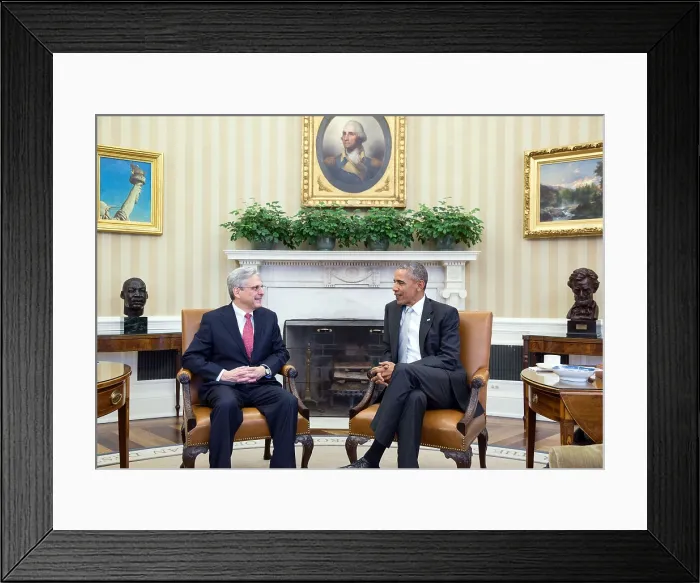 Framed Print : President Barack Obama meets with Chief Judge Merrick B. Garland, March 9, 2016