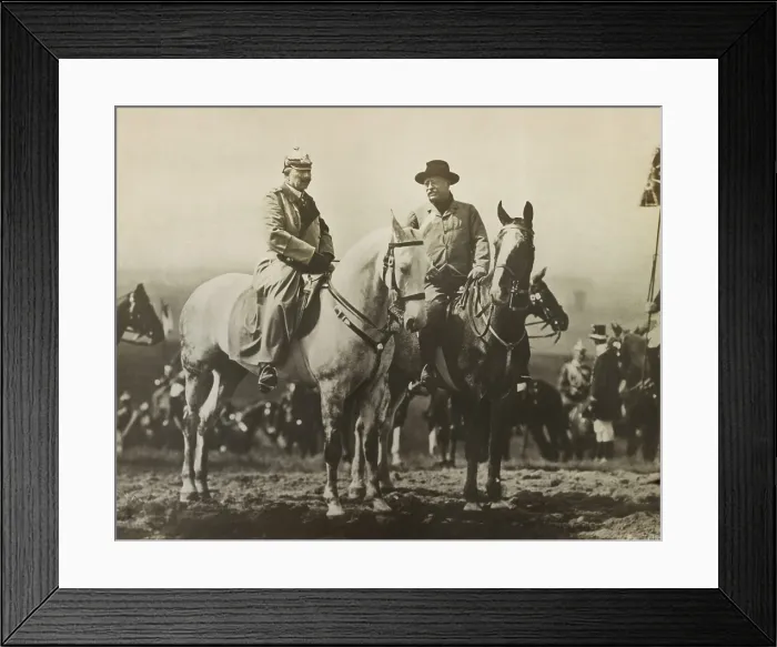 Framed Print : Theodore Roosevelt and Kaiser Wilhelm II during a military review at Doberitz Field, May 10, 1910