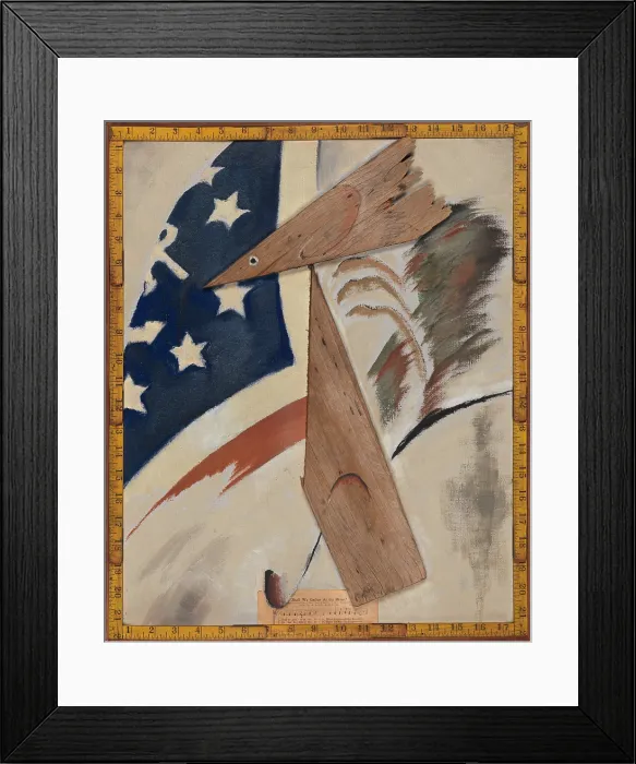 Framed Print : PORTRAIT OF RALPH DUSENBERRY, by Arthur Dove, 1924, American painting, mixed media collage. Dove created symbolic portraits of friends using found materials