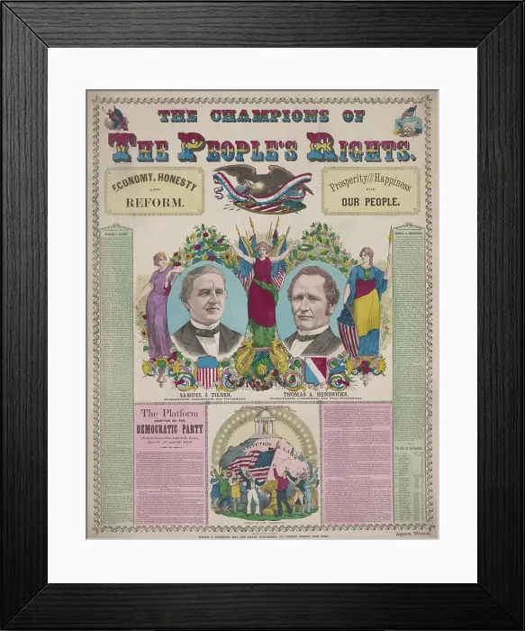 Framed Print : Campaign broadside for Democratic candidates, Samuel Tilden and Thomas Henricks, 1876