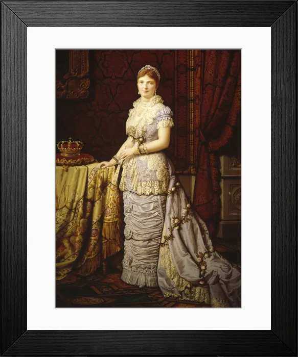 Framed Print : Portrait of Margaret of Savoy, by Francesco Moretti, 1888, 19th Century, painted glass - Italy, Umbria, Perugia, Moretti Caselli Studio. Whole artwork view