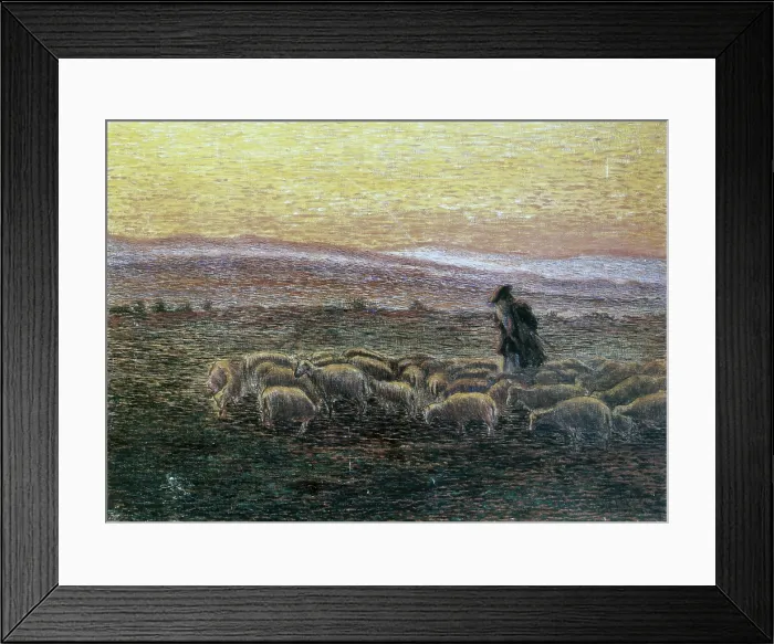 Framed Print : The Evening Roll Call, by Antonio Ballero, 1904, 20th Century, oil on canvas - Italy, Sardinia, Atzara, Civic Collections. Whole artwork view