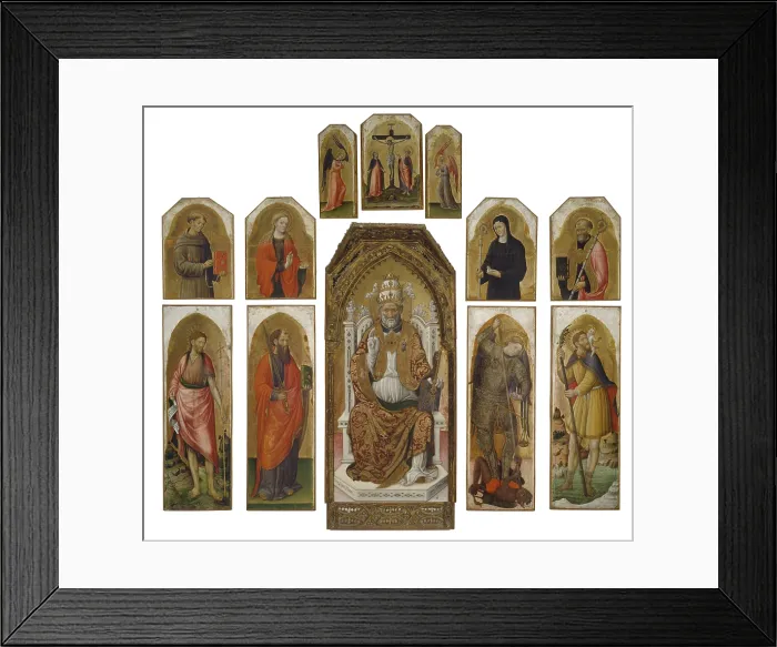 Framed Print : Polyptych of St. Peter, by Francesco dei Franceschi, 1447, 15th Century, tempera and gold on board - Italy, Veneto, Padua, Civic Museums. Whole artwork view. Enthroned St Framed Print : Polyptych of St. Peter, by Francesco dei Franceschi, 1447, 15th Century, tempera and gold on board - Italy, Veneto, Padua, Civic Museums. Whole artwork view. Enthroned St