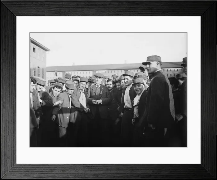 Framed Print : Thomas Mott Osborne, Warden of Sing Sing prison with a group of inmates Framed Print : Thomas Mott Osborne, Warden of Sing Sing prison with a group of inmates