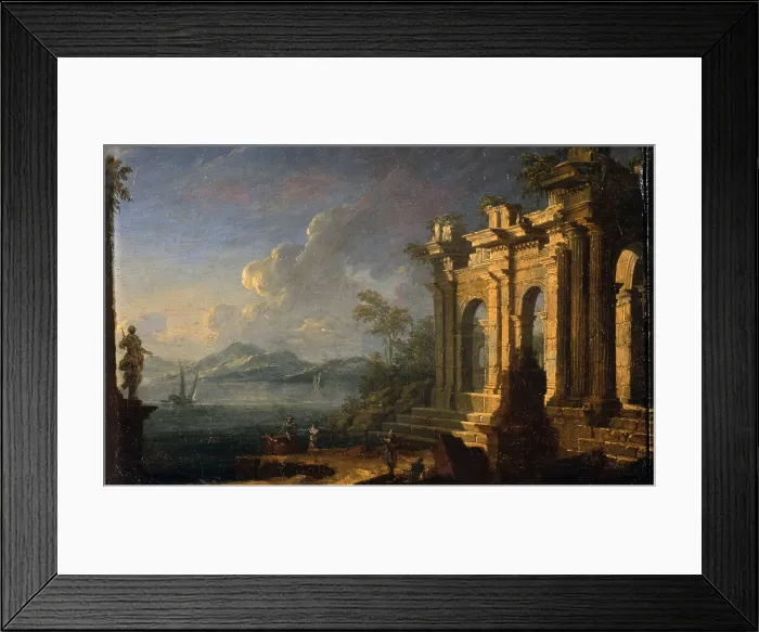 Framed Print : Seascape with Classic Arch, by Unknown Artist from Veneto, 1750, 18th Century, oil on canvas - Italy, Lombardy, Milan, Castello Sforzesco, Civic Collection of Ancient Art Framed Print : Seascape with Classic Arch, by Unknown Artist from Veneto, 1750, 18th Century, oil on canvas - Italy, Lombardy, Milan, Castello Sforzesco, Civic Collection of Ancient Art