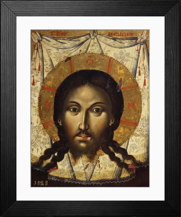 Framed Print : Mandylion, by Mihal Anagnosti, 1828, 19th Century, tempera on wood - Albania, Tirana, Institute for Cultural Monuments. Whole artwork view