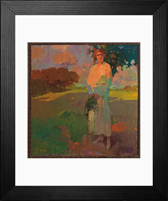Framed Print : Figure of a Woman in a landscape with Sun Effects, by Edgardo Curcio, 1915, 20th Century, oil on canvas - Italy, Campania, Naples Framed Print : Figure of a Woman in a landscape with Sun Effects, by Edgardo Curcio, 1915, 20th Century, oil on canvas - Italy, Campania, Naples