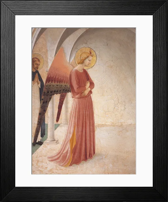 Framed Print : Annunciation, by Guido di Pietro or Piero also called Beato Angelico, 1438 - 1446, 15th Century, fresco - Italy, Tuscany, Florence, Saint Mark Museum, Cloister. Detail