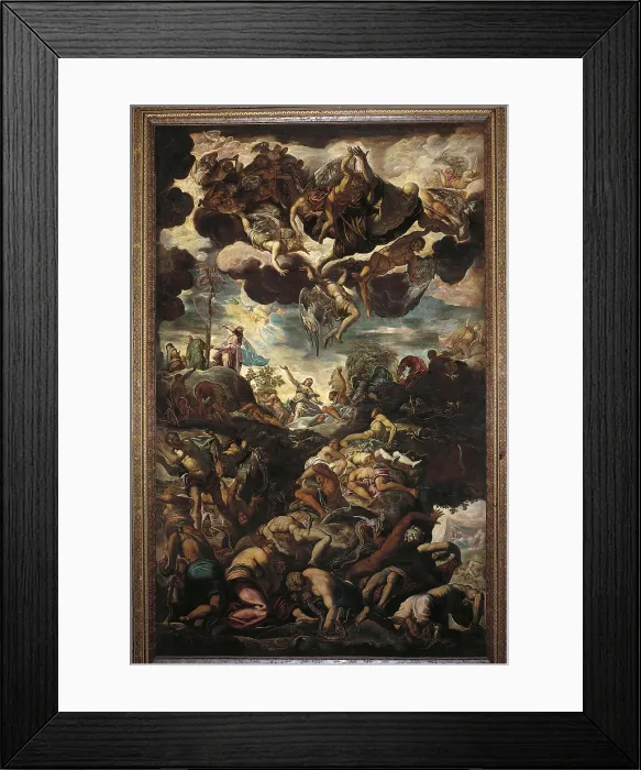 Framed Print : Erection of the bronze snake, by Jacopo Robusti called Tintoretto, 1575, 16th Century, oil on canvas - Italy, Veneto, Venice, Scuola Grande di San Rocco. Whole artwork view