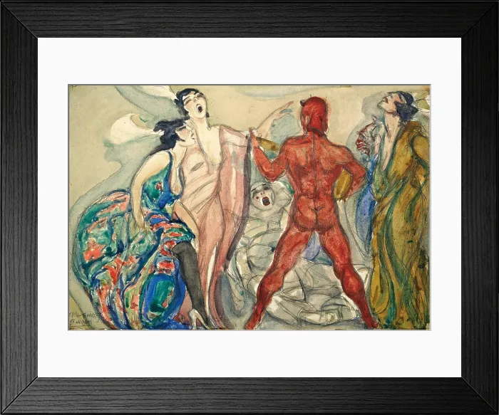 Framed Print : Obscene song, by Aroldo Bonzaghi, 1914, 20th Century, tempera on paper - Italy, Emilia Romagna, Cento, Civic Gallery of Modern Art. Whole artwork view