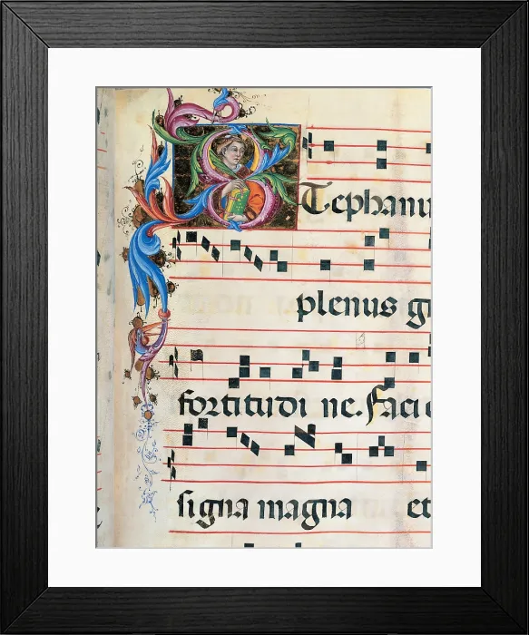 Framed Print : Anonymous Sienese painter, Day hours and night hours antiphonary from the first Saturday of Advent to the IV Sunday after Epiphany, 15th Century, illuminated manuscript, Italy Framed Print : Anonymous Sienese painter, Day hours and night hours antiphonary from the first Saturday of Advent to the IV Sunday after Epiphany, 15th Century, illuminated manuscript, Italy