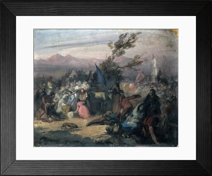 Framed Print : The inhabitants of Milan welcome and assist the migrants from the city of Tortona droven out by Frederick Barbarossa and gloriously sustained after 60 days of hard siege