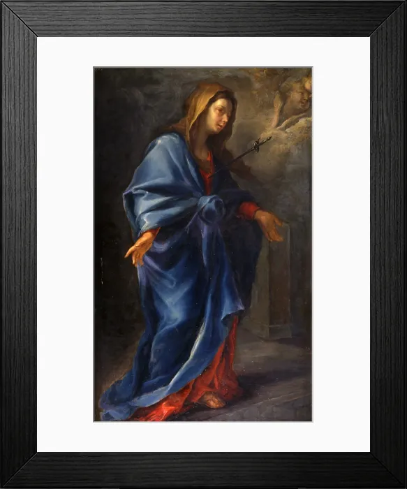 Framed Print : Our Lady of Sorrows, by Pietro Antonio Magatti, 1720 - 1730, 18th Century, oil on board, 78 x 45 cm - Italy, Lombardy, Milan, Castello Sforzesco, Civic Collections of Ancient Art Framed Print : Our Lady of Sorrows, by Pietro Antonio Magatti, 1720 - 1730, 18th Century, oil on board, 78 x 45 cm - Italy, Lombardy, Milan, Castello Sforzesco, Civic Collections of Ancient Art