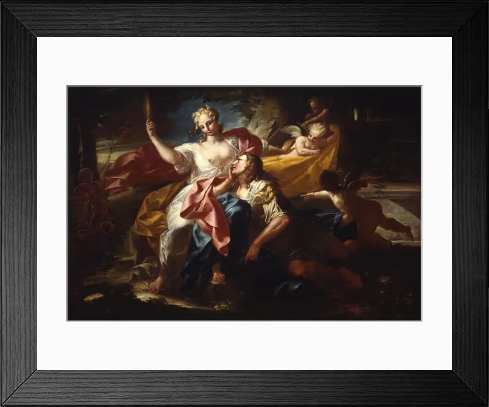 Framed Print : Rinaldo and Armida, by Unknown Artist from North Italy, 1725 - 1750 ca. 18th Century, oil on canvas - Italy, Lombardy, Milan, Castello Sforzesco, Civic Collection of Ancient Art Framed Print : Rinaldo and Armida, by Unknown Artist from North Italy, 1725 - 1750 ca. 18th Century, oil on canvas - Italy, Lombardy, Milan, Castello Sforzesco, Civic Collection of Ancient Art