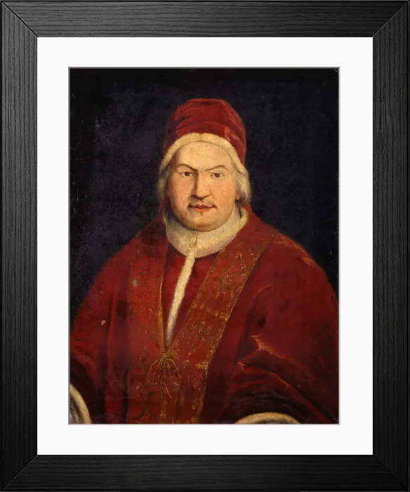 Framed Print : Portrait of Pope Clemente XIII, by Unknown Lombard Artist, 18th Century, oil on canvas - Italy, Lombardy, Milan, Castello Sforzesco, Civic Collection of Ancient Art