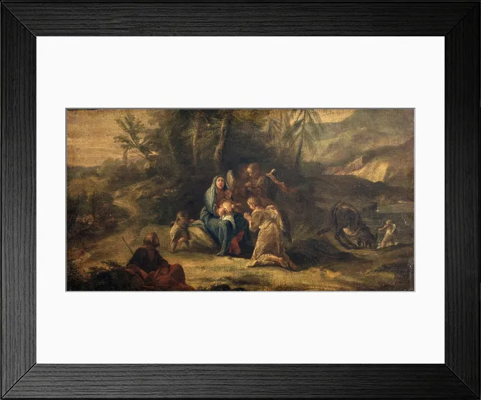 Framed Print : Rest during the Flight to Egypt, by Unknown Artist colse to Francesco Fontebasso, 18th Century, oil on canvas - Italy, Lombardy, Milan, Castello Sforzesco