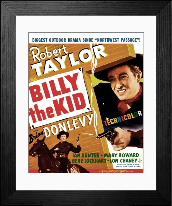 Framed Print : BILLY THE KID, US poster, Robert Taylor, 1941