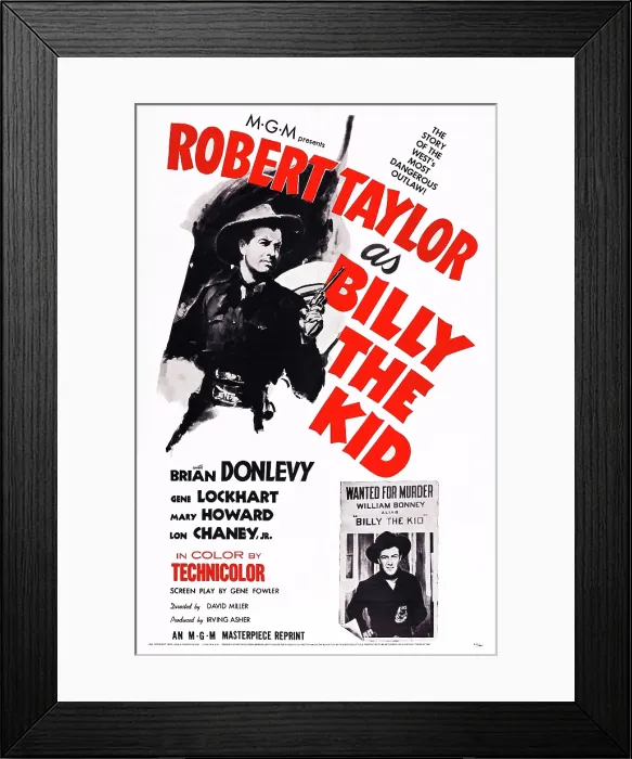 Framed Print : BILLY THE KID, US poster, Robert Taylor, 1941 Framed Print : BILLY THE KID, US poster, Robert Taylor, 1941