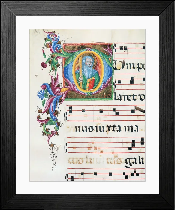 Framed Print : Anonymous Sienese painter, Day hours and night hours antiphonary from the first Saturday of Advent to the IV Sunday after Epiphany, 15th Century, illuminated manuscript, Italy Framed Print : Anonymous Sienese painter, Day hours and night hours antiphonary from the first Saturday of Advent to the IV Sunday after Epiphany, 15th Century, illuminated manuscript, Italy