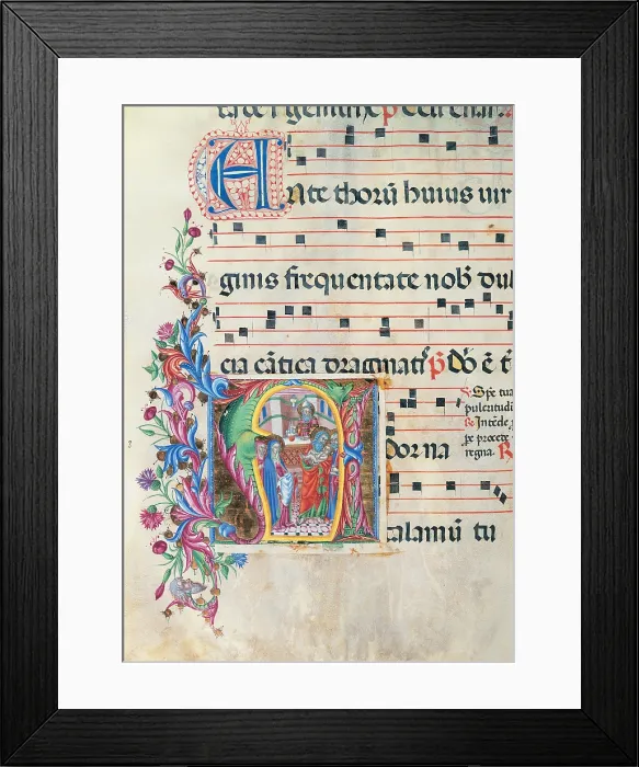 Framed Print : Anonymous Sienese painter, Day hours and night hours antiphonary from the first Saturday of Advent to the IV Sunday after Epiphany, 15th Century, illuminated manuscript, Italy Framed Print : Anonymous Sienese painter, Day hours and night hours antiphonary from the first Saturday of Advent to the IV Sunday after Epiphany, 15th Century, illuminated manuscript, Italy
