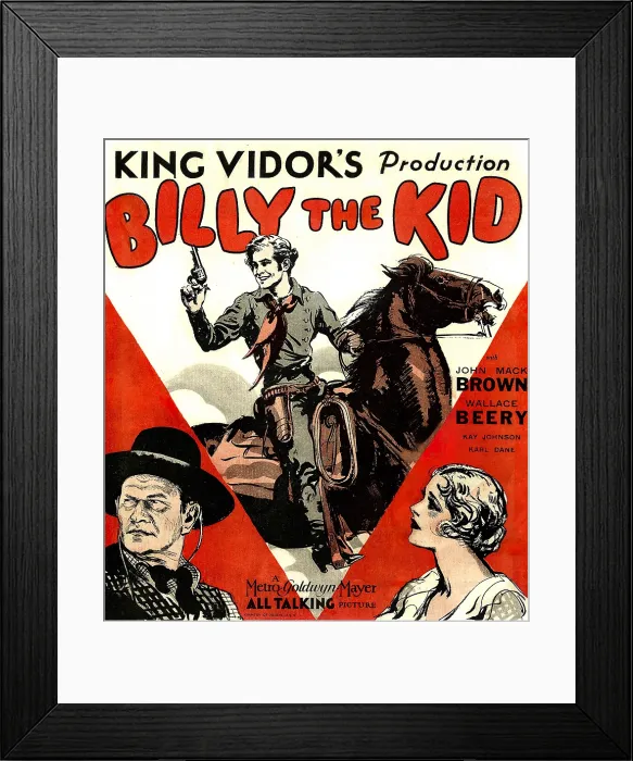 Framed Print : BILLY THE KID, from bottom left: Wallace Beery, Johnny Mack Brown, Kay Johnson on window card, 1930