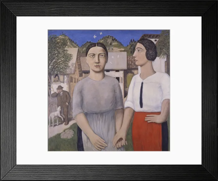 Framed Print : The court of doves (La corte delle colombe), by Tullio Gambari, 1927, 20th Century, oil on canvas - Private collection. Whole artwork view