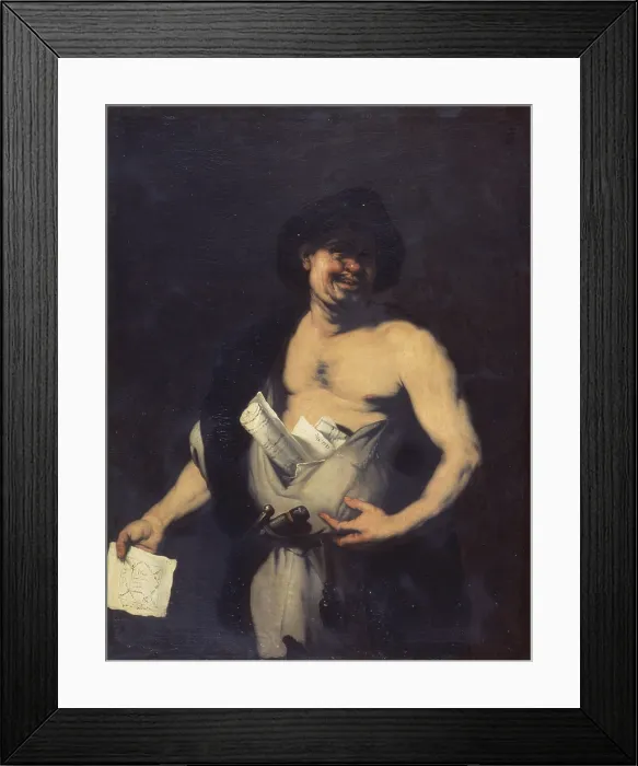 Framed Print : Democritus, by Luca Giordano, 17th Century, oil on canvas - Italy, Lombardy, Brescia, Civic Museum of Art and History. Whole artwork view