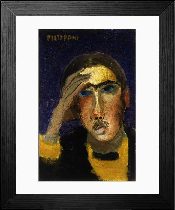 Framed Print : Self-portrait, by Alessandro Filipponi, 1929, 20th Century, oil on canvas - Italy, Friuli Venezia Giulia, Udine, Modern Art Gallery. Whole artwork view