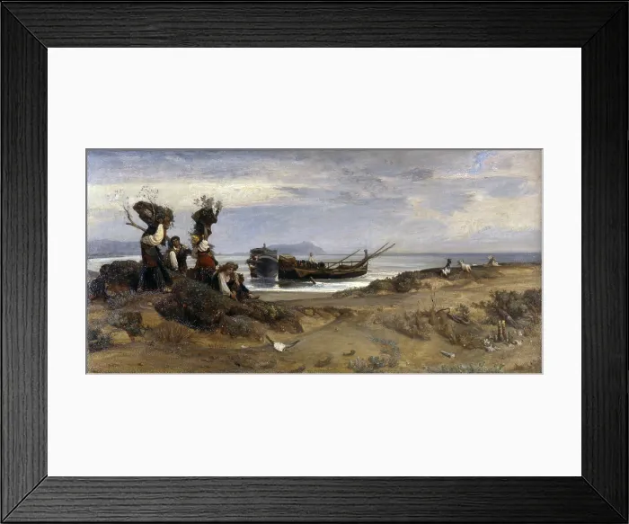 Framed Print : Wood Women at Anzio also known as Women boarding Wood at the Port of Anzio, by Nino Costa, 1852, 19th Century, oil on canvas - Italy, Lazio, Rome Framed Print : Wood Women at Anzio also known as Women boarding Wood at the Port of Anzio, by Nino Costa, 1852, 19th Century, oil on canvas - Italy, Lazio, Rome