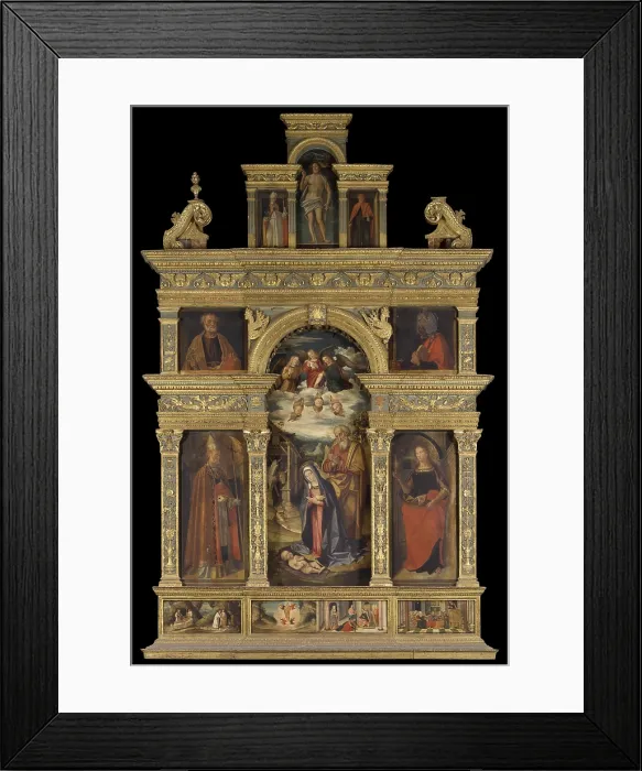 Framed Print : Polyptych, by Tommaso Aleni also known as Fadino, 15th Century - Italy, Lombardy, Cremona, Saint Mary Magdalene Church. Whole artwork view