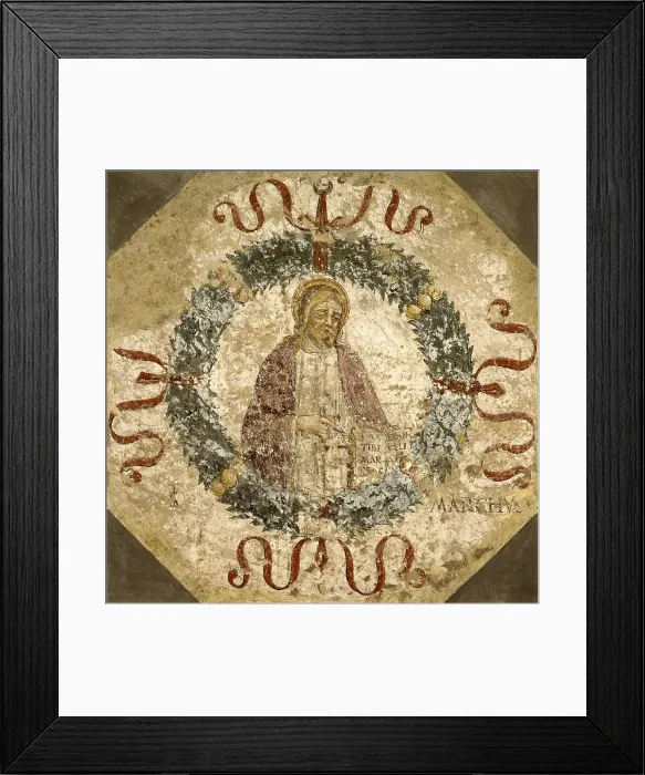 Framed Print : Saint March, by Unknown Artist, 15th Century, torn fresco - Italy, Lombardy, Cremona, Civic Museum Ala Ponzone. Whole artwork view