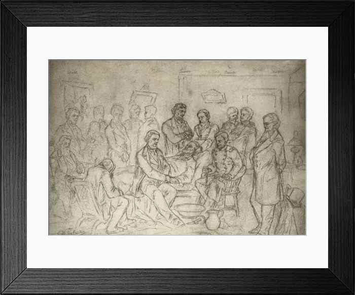 Framed Print : Scene at the deathbed of President Abraham Lincoln, April 15, 1865. Drawing by Hermann Faber, an artist on the Surgeon Generals staff