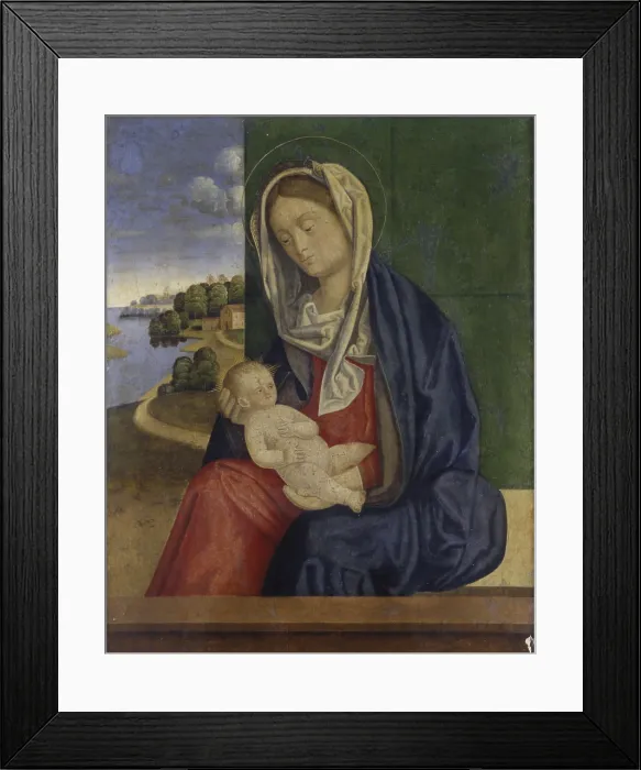 Framed Print : Madonna with Child, by Unknown Artist, 15th Century, oil on board - Italy, Lombardy, Brescia, Church of Saint Francis of Assisi. Whole artwork view