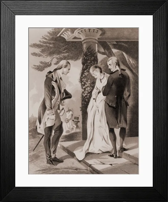 Framed Print : Young George Washington meeting Martha Dandridge Custis. Engraving of drawing by F.O.C. Darley, c. 1840 (BSLOC_2016_14_3) Framed Print : Young George Washington meeting Martha Dandridge Custis. Engraving of drawing by F.O.C. Darley, c. 1840 (BSLOC_2016_14_3)