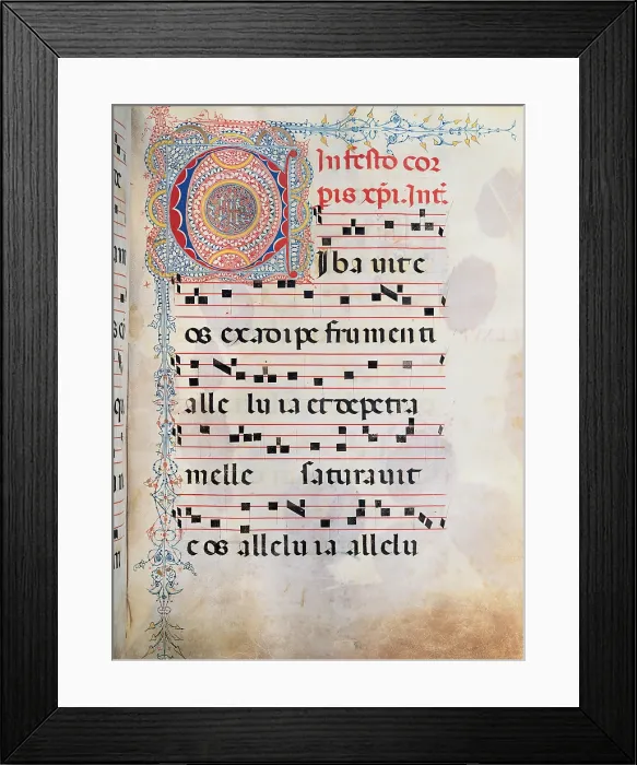 Framed Print : Anonymous Sienese painter, Gradual from Palm Sunday to the XXIV Sunday after Pentecost, 15th Century, illuminated manuscript, Italy, Tuscany, Siena, Osservanza Basilica Framed Print : Anonymous Sienese painter, Gradual from Palm Sunday to the XXIV Sunday after Pentecost, 15th Century, illuminated manuscript, Italy, Tuscany, Siena, Osservanza Basilica