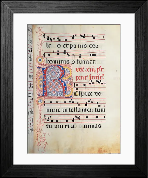 Framed Print : Anonymous Sienese painter, Gradual from Palm Sunday to the XXIV Sunday after Pentecost, 15th Century, illuminated manuscript, Italy, Tuscany, Siena, Osservanza Basilica