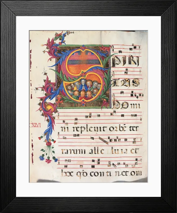 Framed Print : Anonymous Sienese painter, Gradual from Palm Sunday to the XXIV Sunday after Pentecost, 15th Century, illuminated manuscript, Italy, Tuscany, Siena, Osservanza Basilica